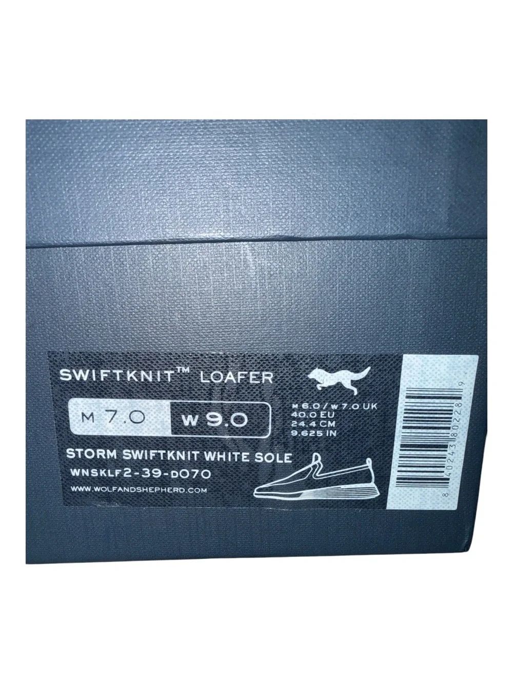 Wolf & Shepherd SwiftKnit Loafer Storm Men’s 7 Women’s 9 EU 40 NIB